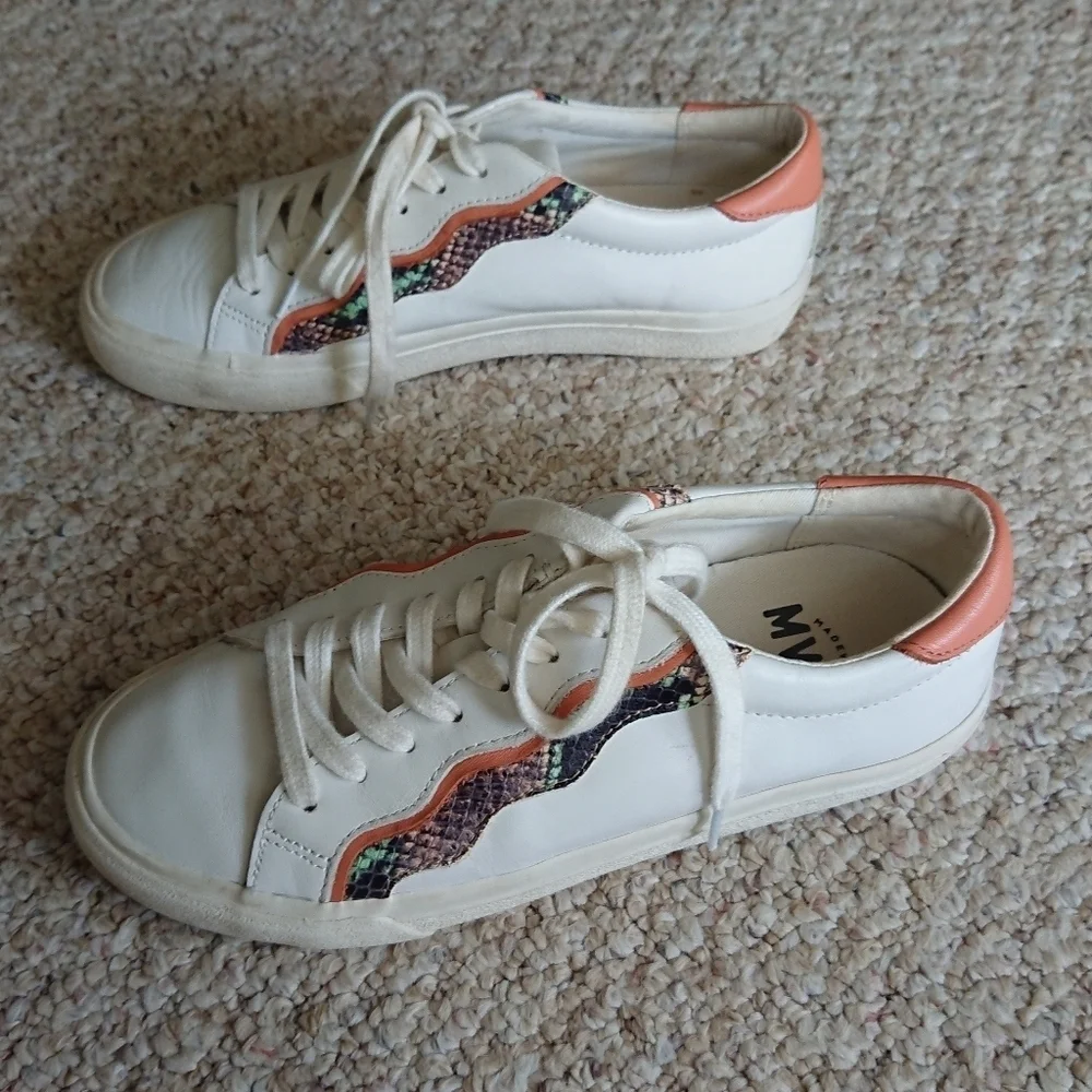 MADEWELL Sidewalk Sneakers in Snake Embossed Leather Wave Edition size 7.5